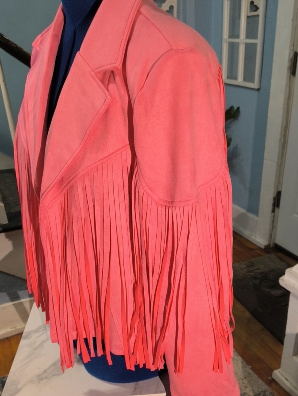 Fringe Faux Suede Jacket - Pink - Picture 3 of 9
